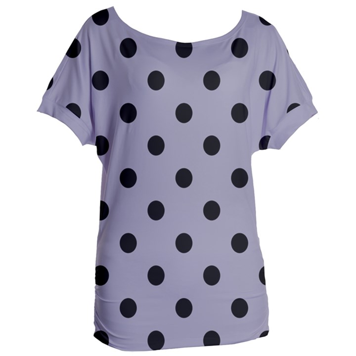 Large Black Polka Dots On Coin Grey - Women s Oversized Tee