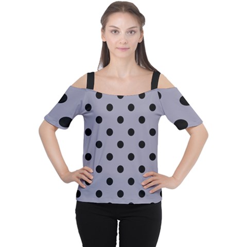 Large Black Polka Dots On Coin Grey - Cutout Shoulder Tee by FashionLane