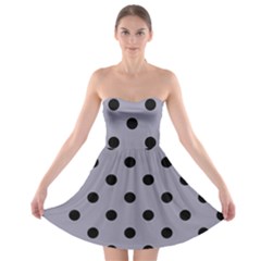 Large Black Polka Dots On Coin Grey - Strapless Bra Top Dress by FashionLane