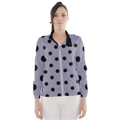 Large Black Polka Dots On Coin Grey - Women s Windbreaker by FashionLane