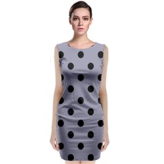 Large Black Polka Dots On Coin Grey - Classic Sleeveless Midi Dress by FashionLane