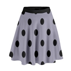 Large Black Polka Dots On Coin Grey - High Waist Skirt by FashionLane