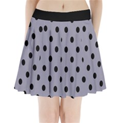 Large Black Polka Dots On Coin Grey - Pleated Mini Skirt by FashionLane