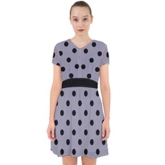 Large Black Polka Dots On Coin Grey - Adorable In Chiffon Dress by FashionLane