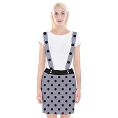 Large Black Polka Dots On Coin Grey - Braces Suspender Skirt by FashionLane