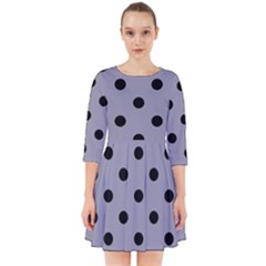 Large Black Polka Dots On Coin Grey - Smock Dress by FashionLane