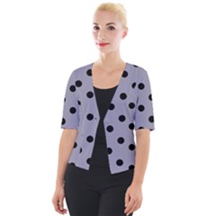 Large Black Polka Dots On Coin Grey - Cropped Button Cardigan by FashionLane