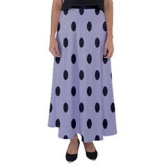 Large Black Polka Dots On Coin Grey - Flared Maxi Skirt by FashionLane