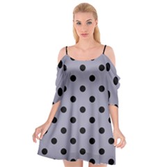 Large Black Polka Dots On Coin Grey - Cutout Spaghetti Strap Chiffon Dress by FashionLane