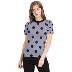 Large Black Polka Dots On Coin Grey - Women s Short Sleeve Rash Guard