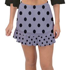 Large Black Polka Dots On Coin Grey - Fishtail Mini Chiffon Skirt by FashionLane