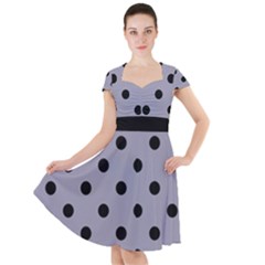 Large Black Polka Dots On Coin Grey - Cap Sleeve Midi Dress by FashionLane