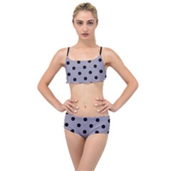 Large Black Polka Dots On Coin Grey - Layered Top Bikini Set by FashionLane