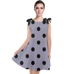 Large Black Polka Dots On Coin Grey - Tie Up Tunic Dress by FashionLane