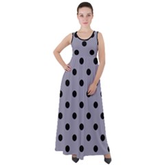 Large Black Polka Dots On Coin Grey - Empire Waist Velour Maxi Dress by FashionLane