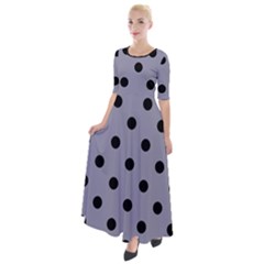 Large Black Polka Dots On Coin Grey - Half Sleeves Maxi Dress by FashionLane