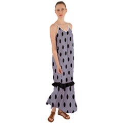 Large Black Polka Dots On Coin Grey - Cami Maxi Ruffle Chiffon Dress by FashionLane