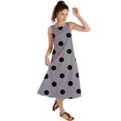 Large Black Polka Dots On Coin Grey - Summer Maxi Dress by FashionLane