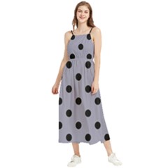 Large Black Polka Dots On Coin Grey - Boho Sleeveless Summer Dress by FashionLane