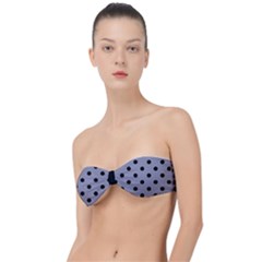 Large Black Polka Dots On Coin Grey - Classic Bandeau Bikini Top  by FashionLane