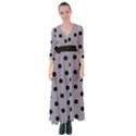 Large Black Polka Dots On Coin Grey - Button Up Maxi Dress View1