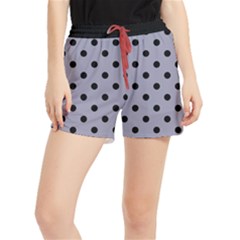 Large Black Polka Dots On Coin Grey - Runner Shorts