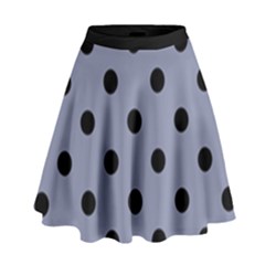 Large Black Polka Dots On Cool Grey - High Waist Skirt by FashionLane