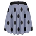 Large Black Polka Dots On Cool Grey - High Waist Skirt View2