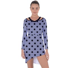 Large Black Polka Dots On Cool Grey - Asymmetric Cut-out Shift Dress by FashionLane