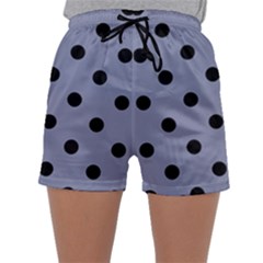 Large Black Polka Dots On Cool Grey - Sleepwear Shorts by FashionLane