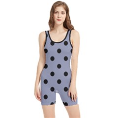 Large Black Polka Dots On Cool Grey - Women s Wrestling Singlet by FashionLane