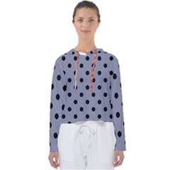 Large Black Polka Dots On Cool Grey - Women s Slouchy Sweat by FashionLane