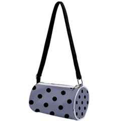 Large Black Polka Dots On Cool Grey - Mini Cylinder Bag