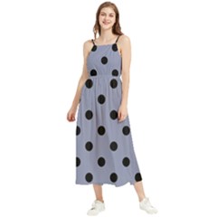 Large Black Polka Dots On Cool Grey - Boho Sleeveless Summer Dress