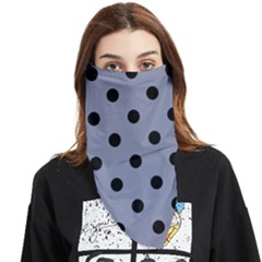 Large Black Polka Dots On Cool Grey - Face Covering Bandana (triangle)