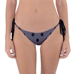 Large Black Polka Dots On Dark Smoke Grey - Reversible Bikini Bottom by FashionLane