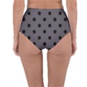 Large Black Polka Dots On Dark Smoke Grey - Reversible High-Waist Bikini Bottoms View2