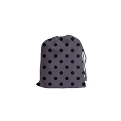 Large Black Polka Dots On Dark Smoke Grey - Drawstring Pouch (xs) by FashionLane