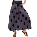 Large Black Polka Dots On Dark Smoke Grey - Satin Palazzo Pants View1