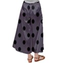 Large Black Polka Dots On Dark Smoke Grey - Satin Palazzo Pants View2