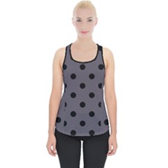 Large Black Polka Dots On Dark Smoke Grey - Piece Up Tank Top by FashionLane