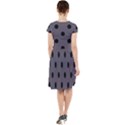 Large Black Polka Dots On Dark Smoke Grey - Cap Sleeve Midi Dress View2