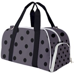 Large Black Polka Dots On Dark Smoke Grey - Burner Gym Duffel Bag by FashionLane