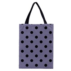 Large Black Polka Dots On Flint Grey - Classic Tote Bag by FashionLane