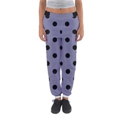 Large Black Polka Dots On Flint Grey - Women s Jogger Sweatpants by FashionLane