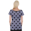 Large Black Polka Dots On Flint Grey - Cap Sleeve Top View2