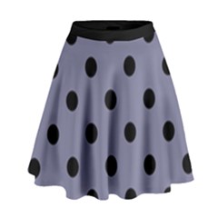 Large Black Polka Dots On Flint Grey - High Waist Skirt by FashionLane