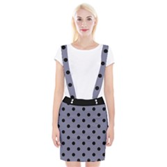 Large Black Polka Dots On Flint Grey - Braces Suspender Skirt by FashionLane