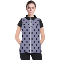 Large Black Polka Dots On Flint Grey - Women s Puffer Vest by FashionLane