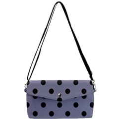 Large Black Polka Dots On Flint Grey - Removable Strap Clutch Bag by FashionLane